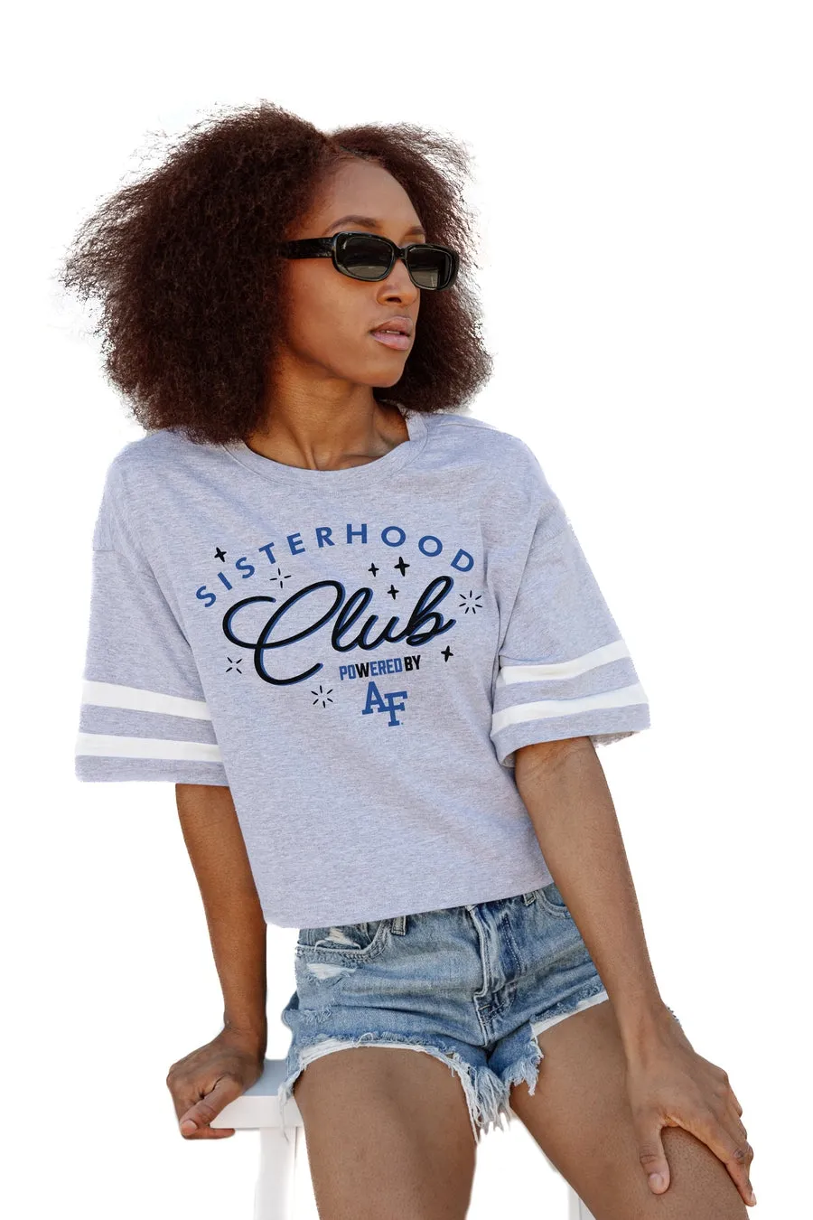 AIR FORCE FALCONS SISTERHOOD CLUB DROP SHOULDER MID-CROP TEE