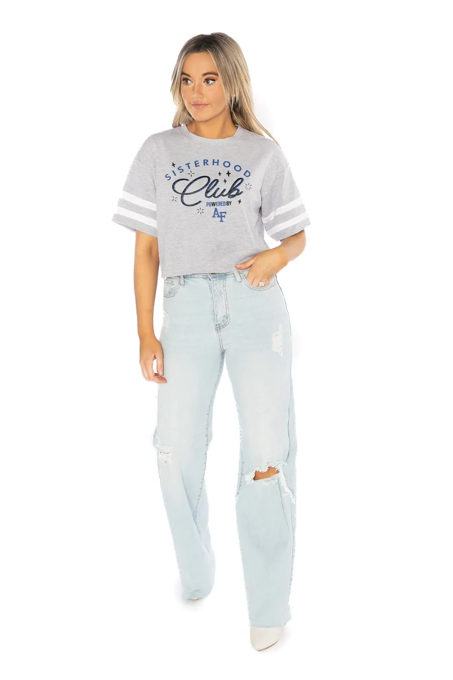 AIR FORCE FALCONS SISTERHOOD CLUB DROP SHOULDER MID-CROP TEE