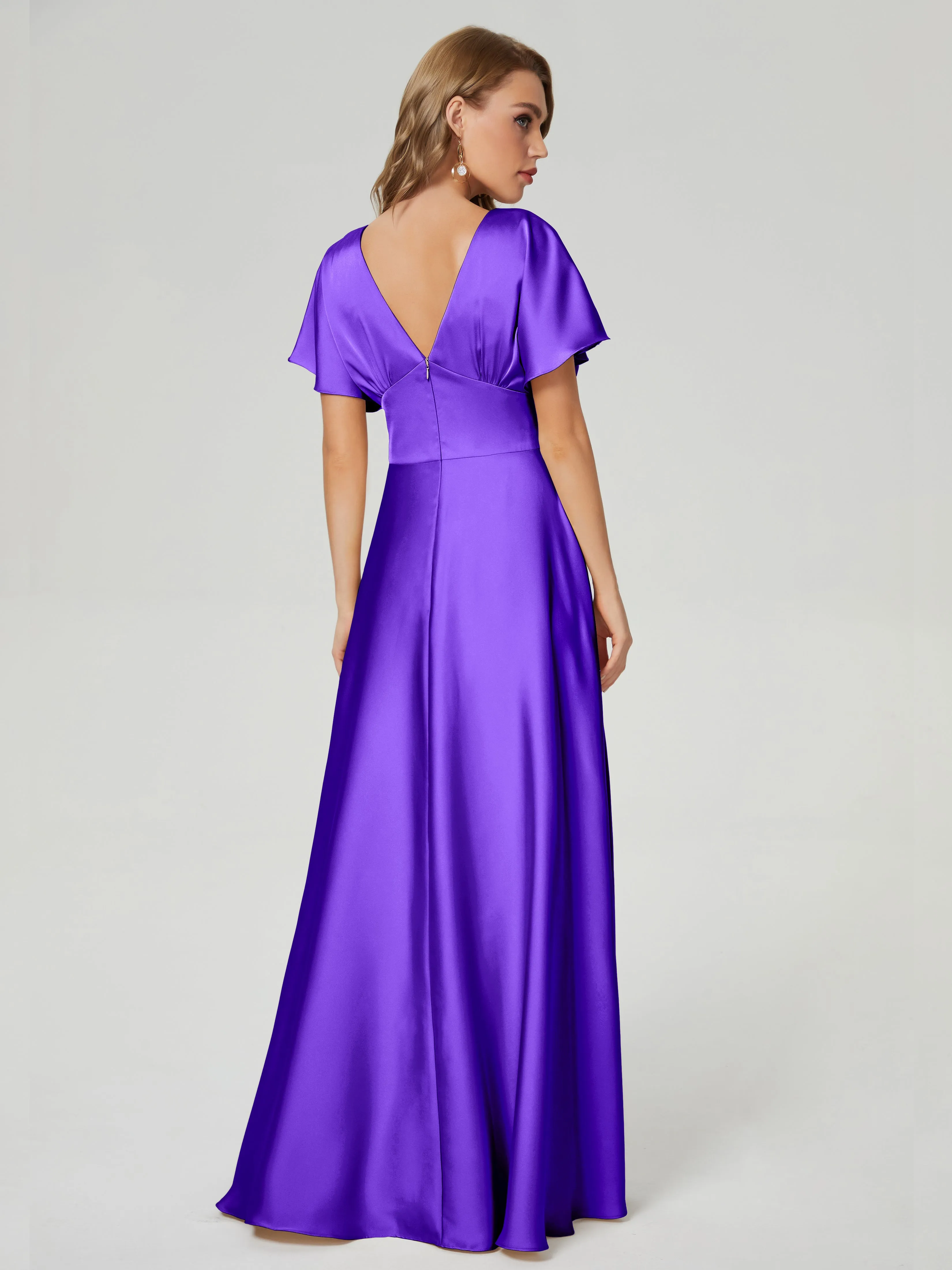 Ariah Modest Cap Sleeves Soft Satin Dresses