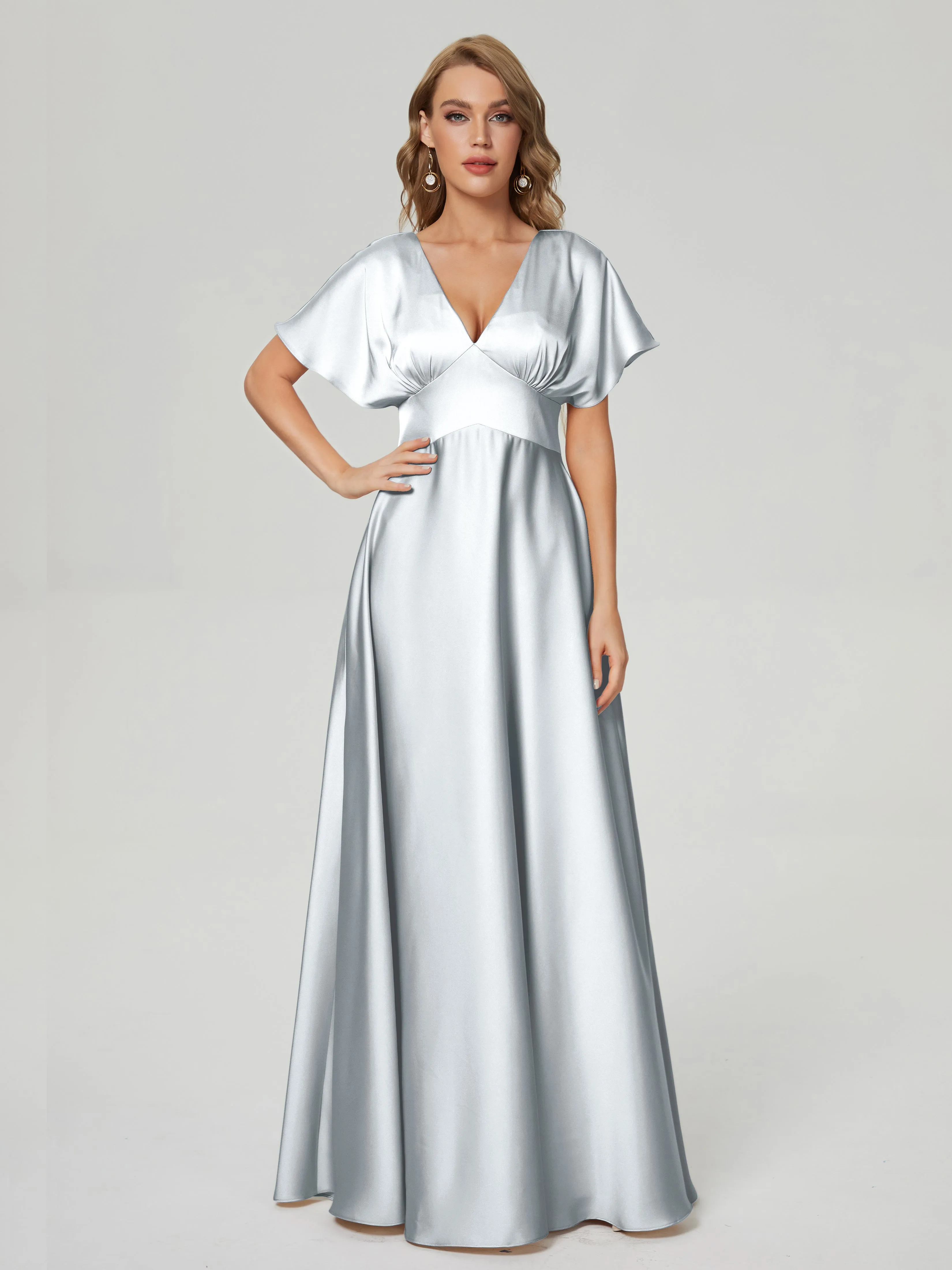 Ariah Modest Cap Sleeves Soft Satin Dresses