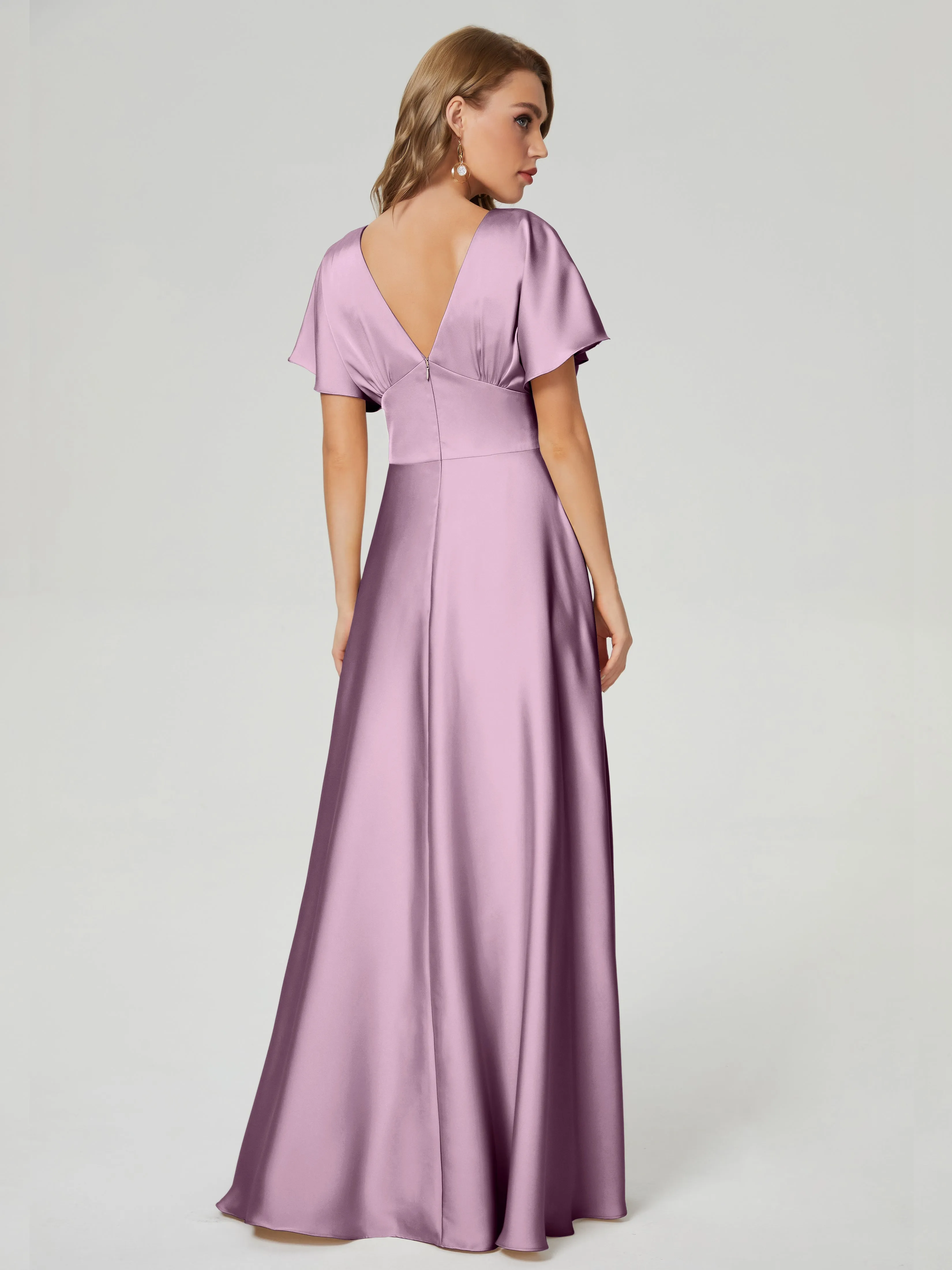 Ariah Modest Cap Sleeves Soft Satin Dresses