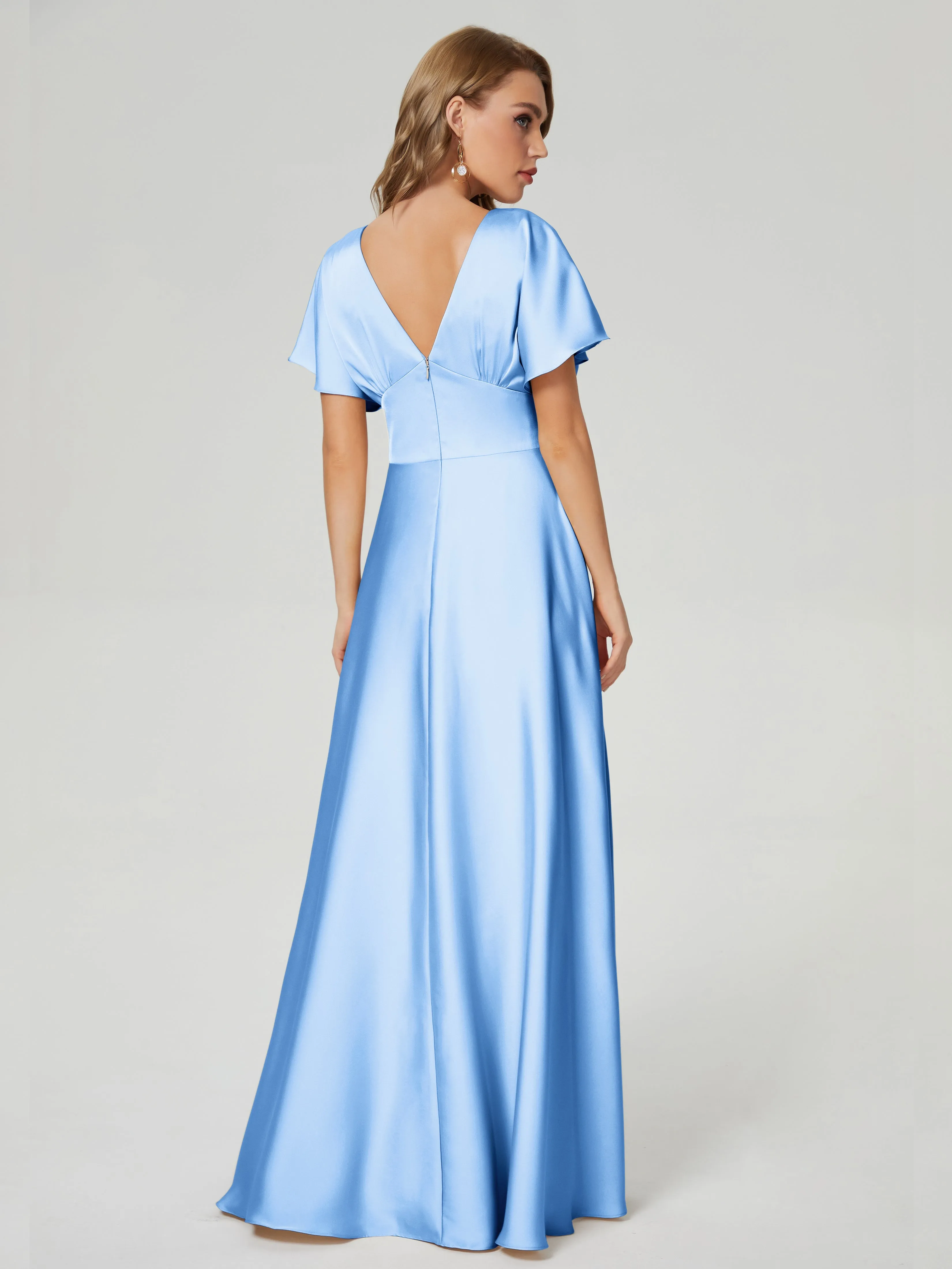 Ariah Modest Cap Sleeves Soft Satin Dresses