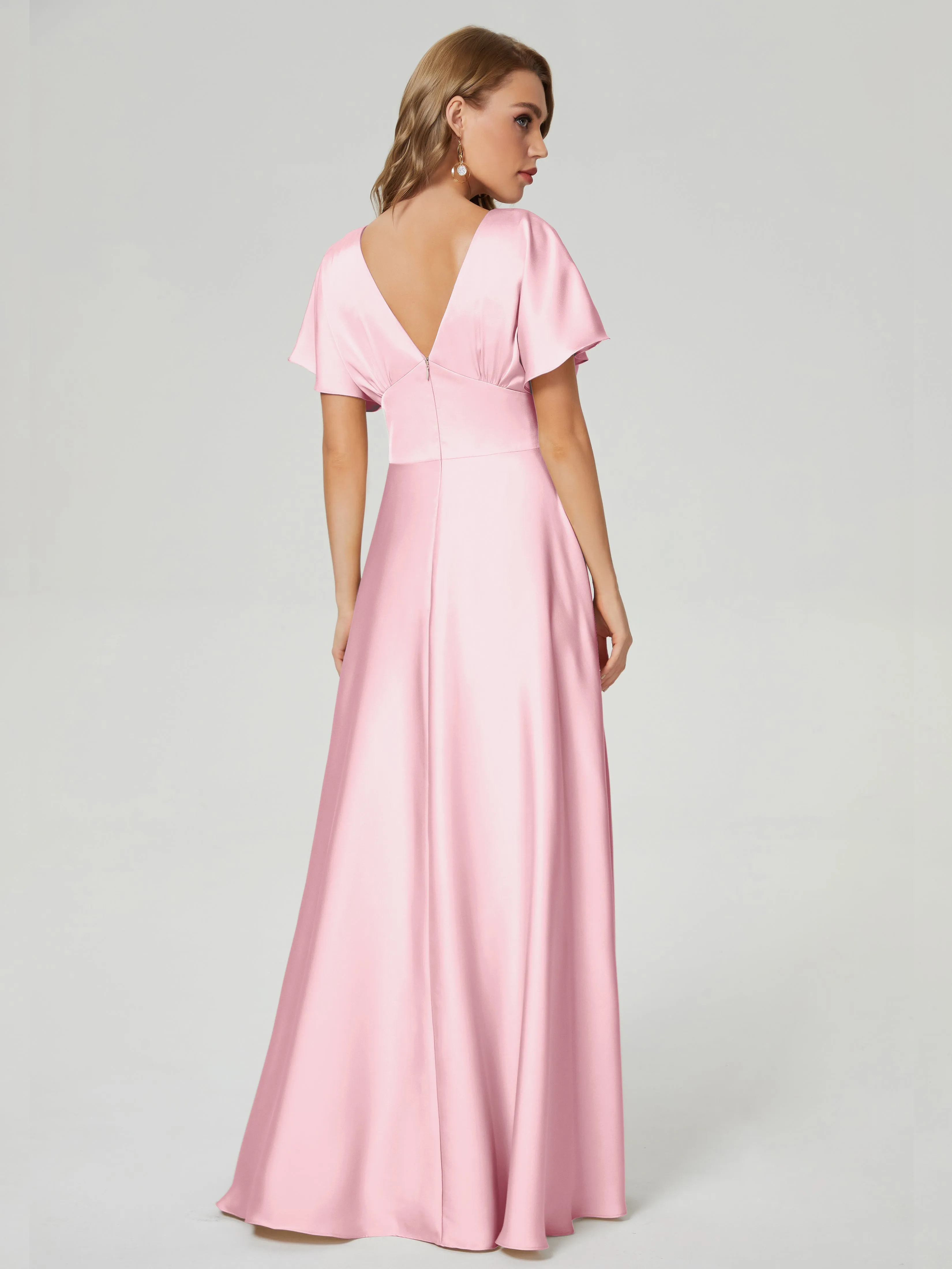 Ariah Modest Cap Sleeves Soft Satin Dresses