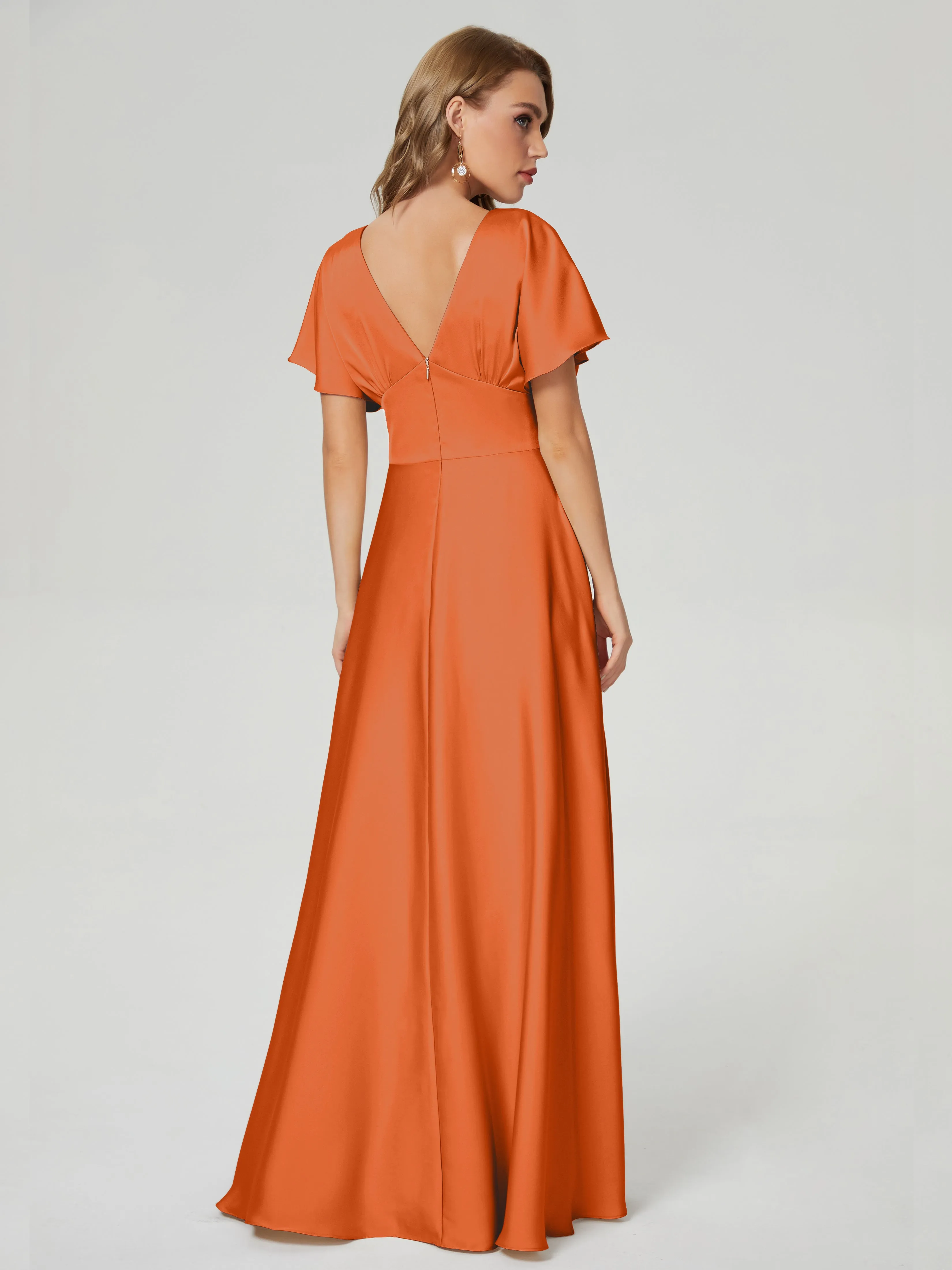 Ariah Modest Cap Sleeves Soft Satin Dresses