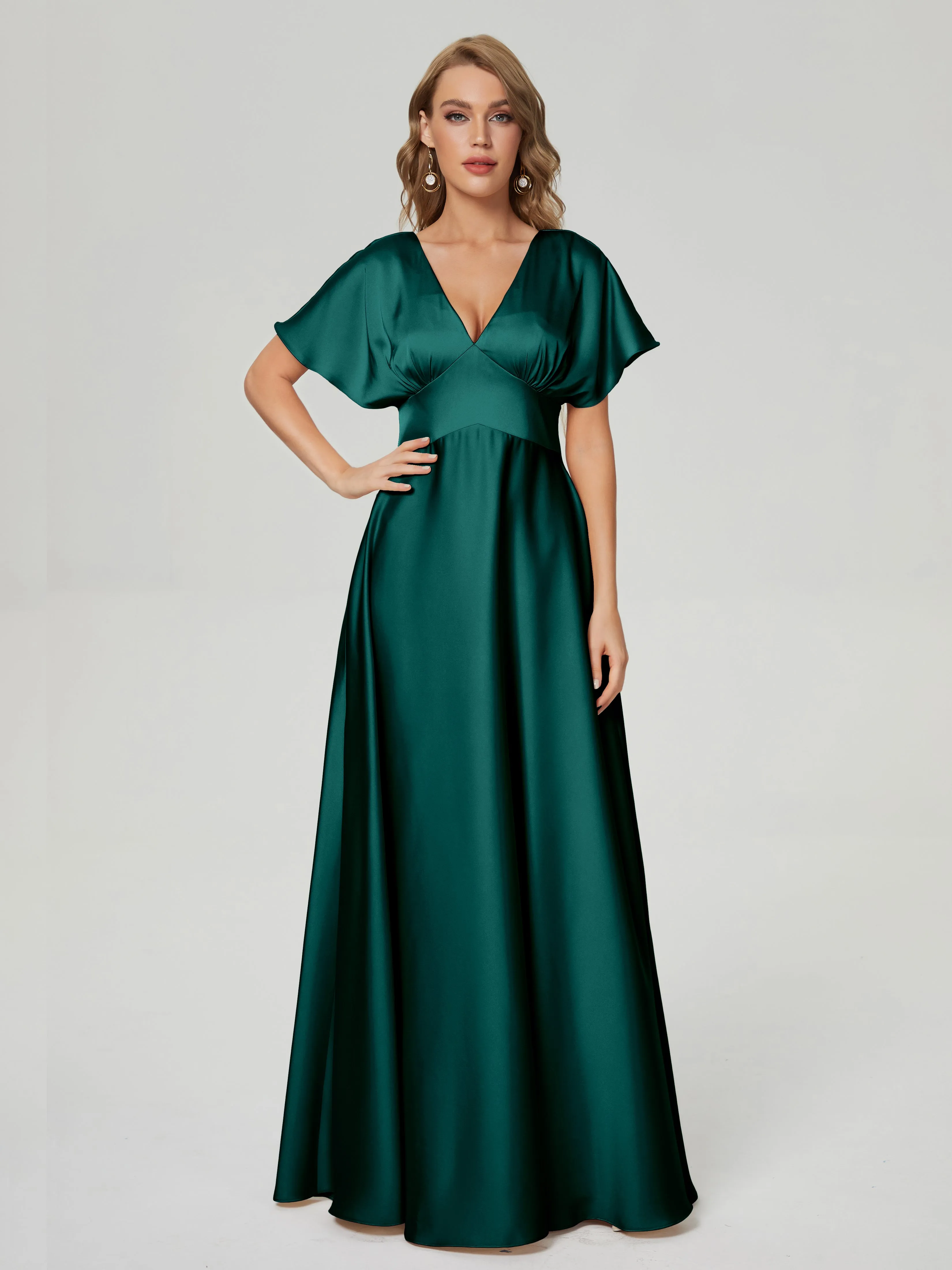 Ariah Modest Cap Sleeves Soft Satin Dresses