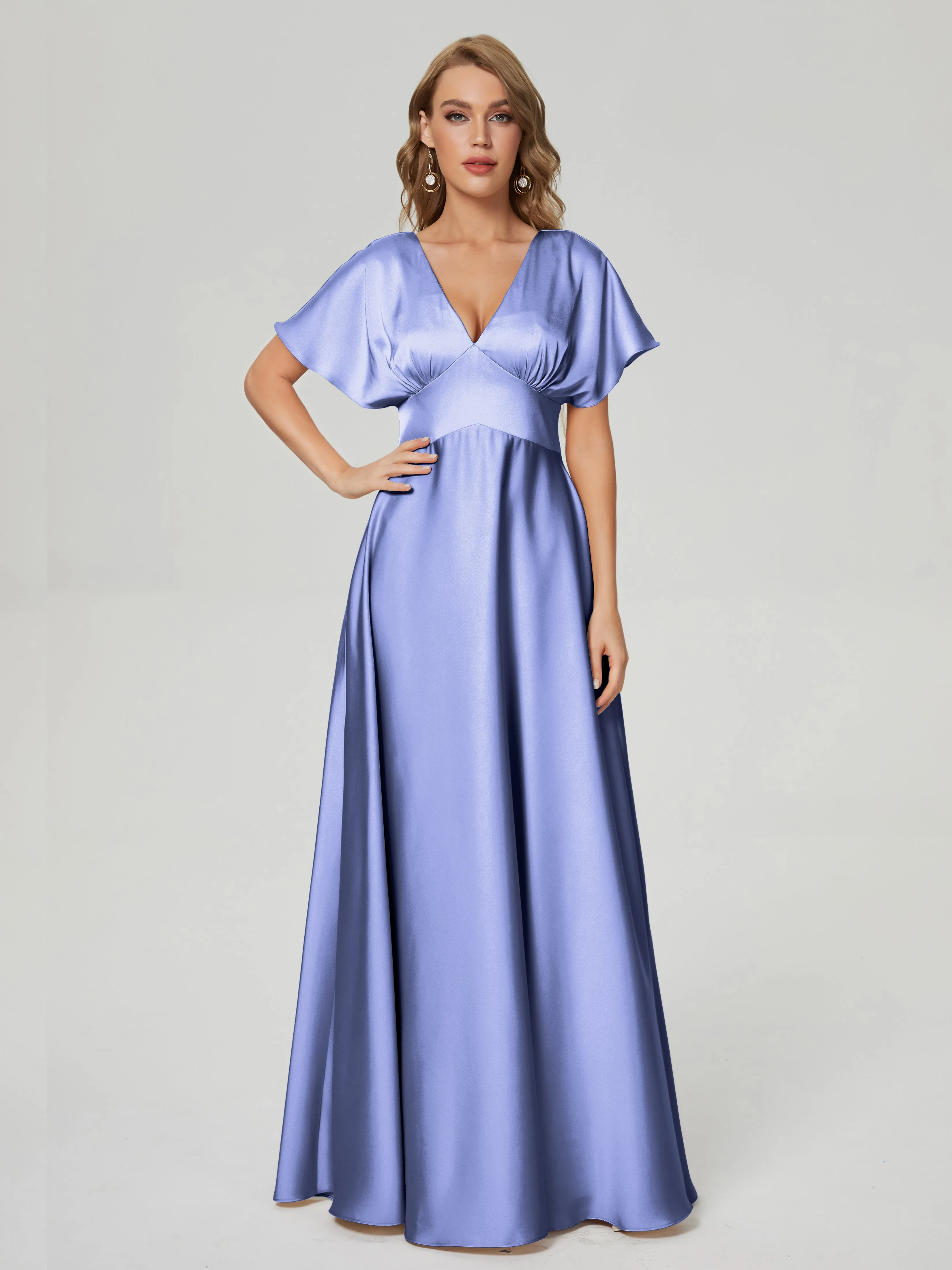 Ariah Modest Cap Sleeves Soft Satin Dresses