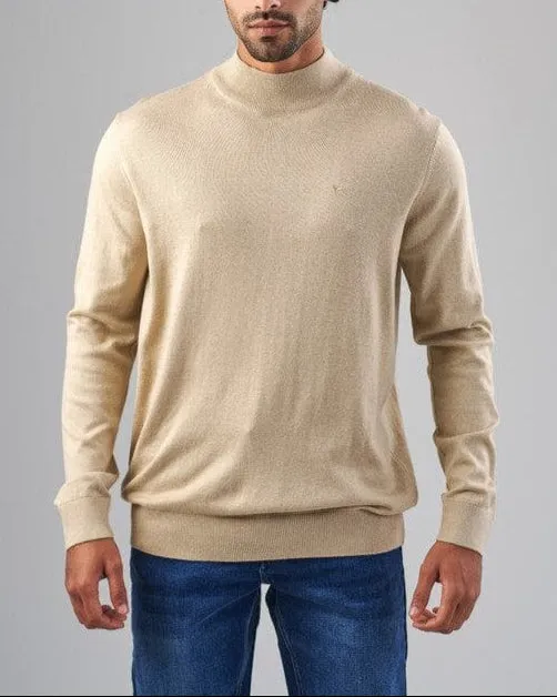 BASIC HIGH NECK SWEATER  - BEIGE