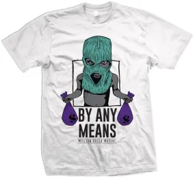 By Any Means - New Emerald/Purple on White T-Shirt