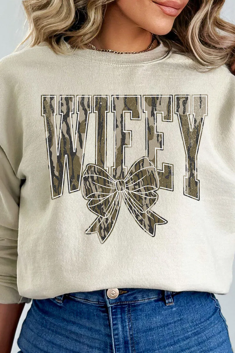 Camo Wifey Coquette Heavy-weight Crew Sweatshirt