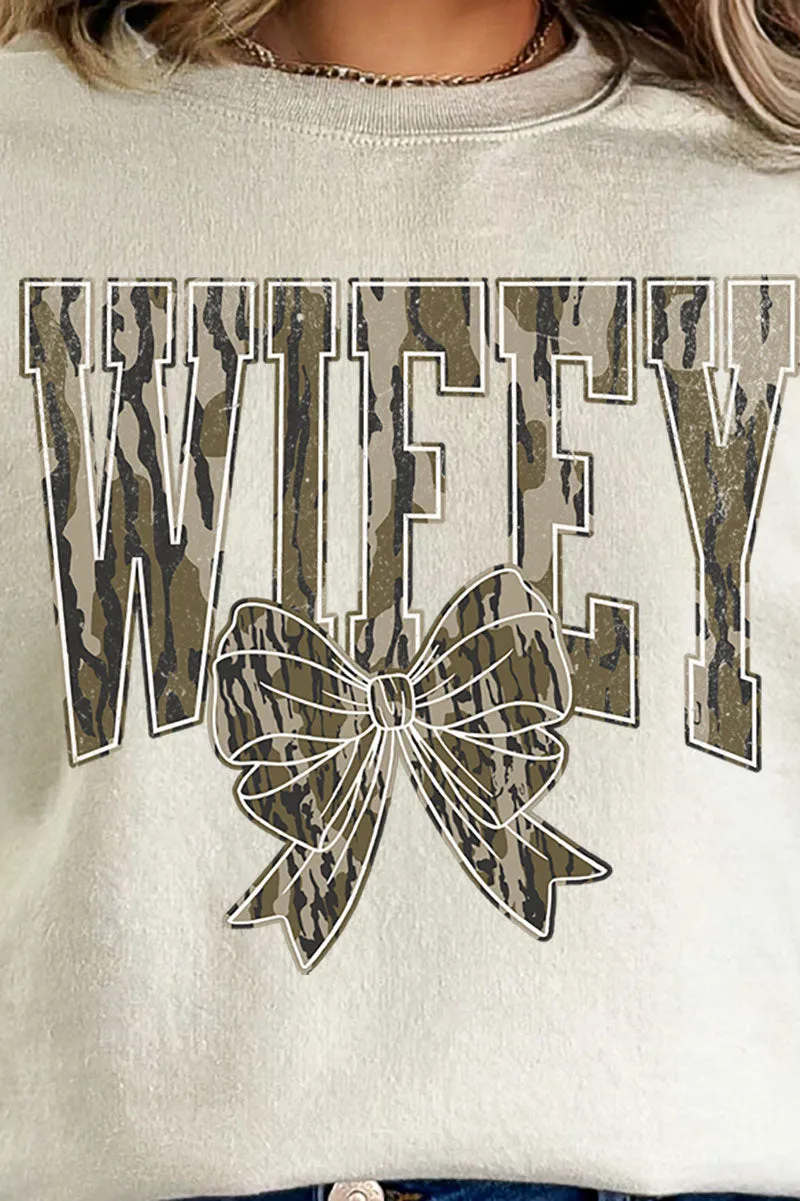 Camo Wifey Coquette Heavy-weight Crew Sweatshirt