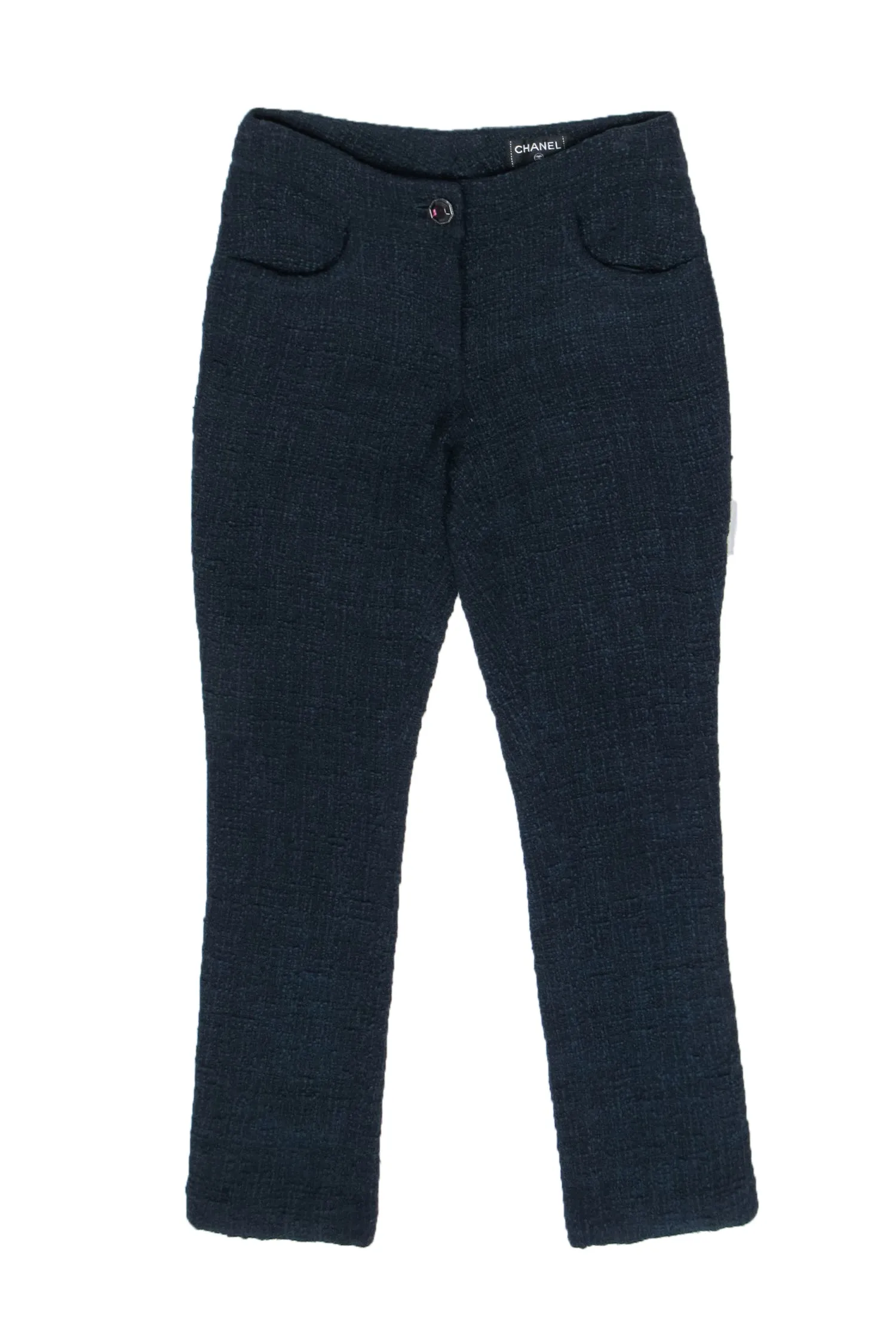 Chanel – Navy Straight Leg Tweed Pants Sz 34