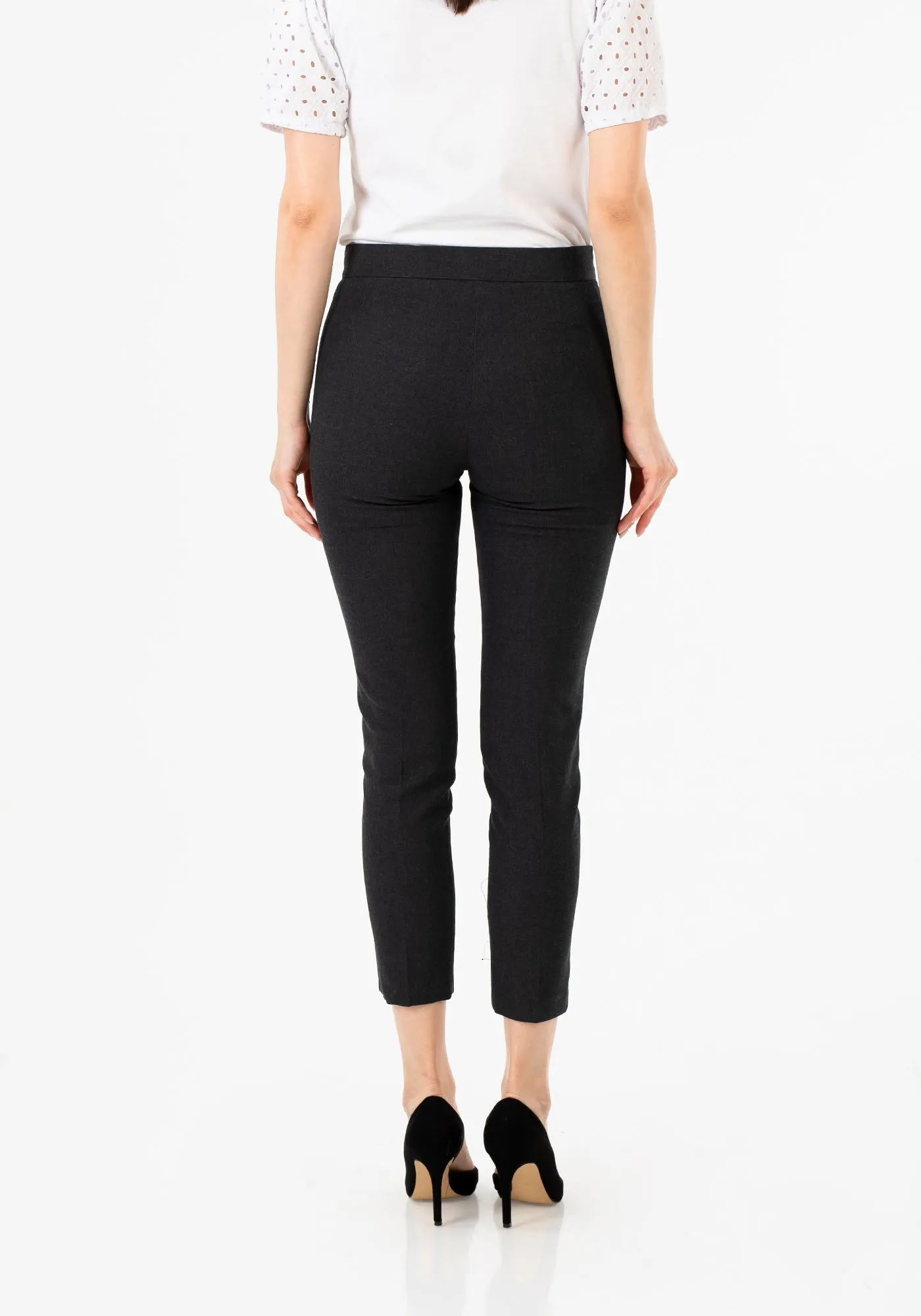 Charcoal High Waist Slim Fit Stretchy Skinny Work Pants