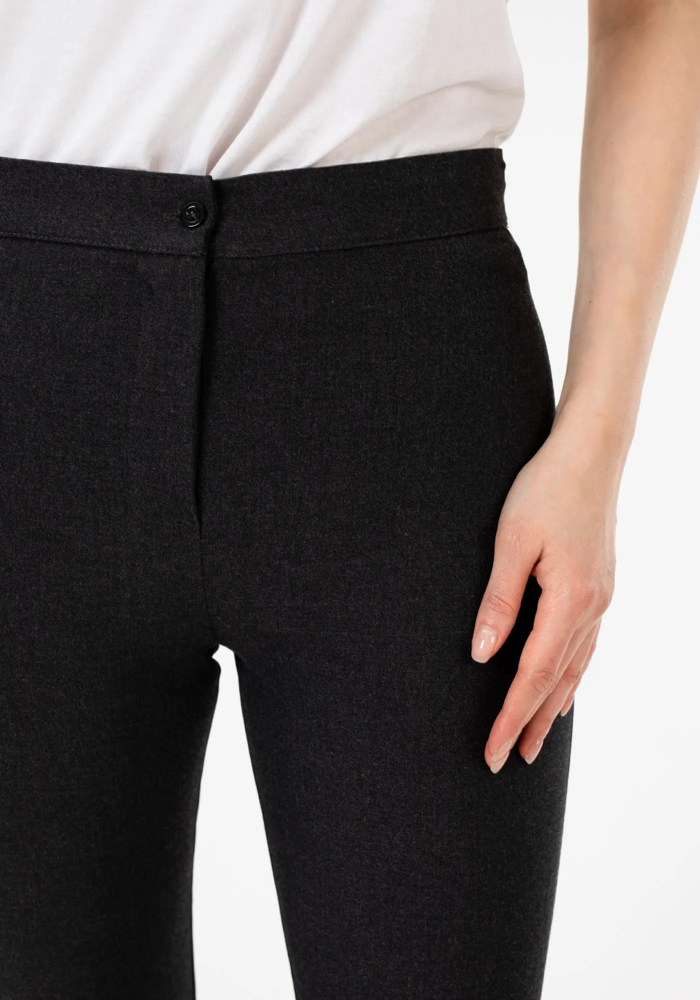 Charcoal High Waist Slim Fit Stretchy Skinny Work Pants