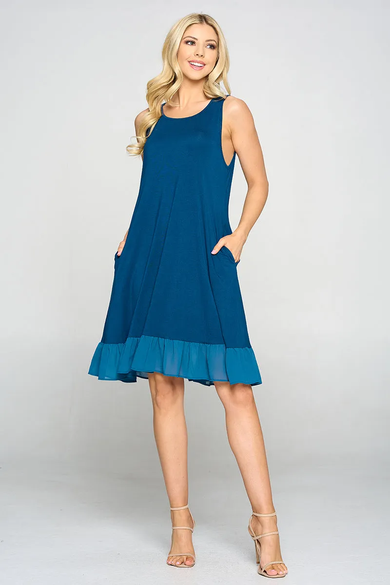 Chic Chiffon Ruffle Hem Tank Dress