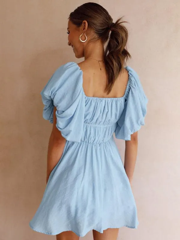 Chic One-Shoulder Boho Mini Dress with Comfortable Elastic Waistband