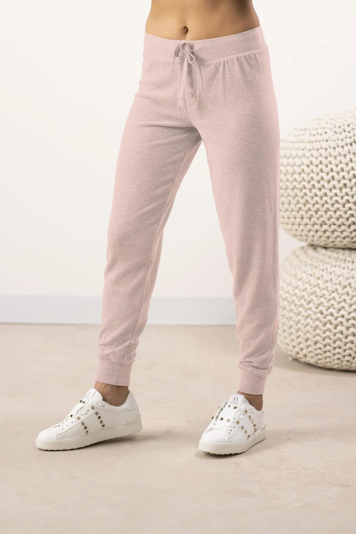 Cozy banded joggers in rosewater