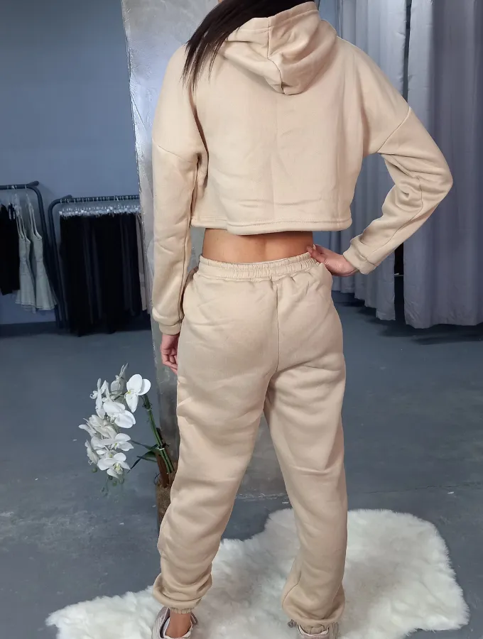 COZY CROP TRACKSUIT - DUNE