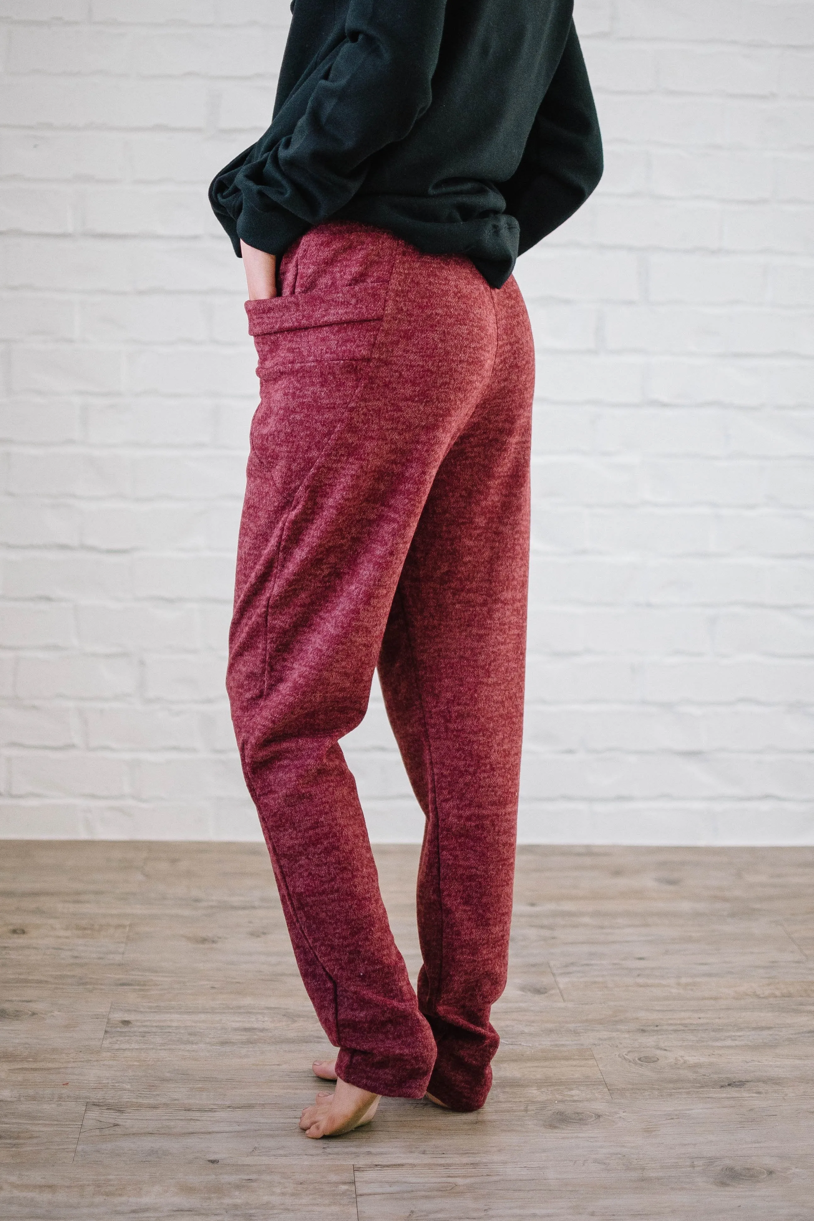 Cozy Joggers with Side Pockets in Ruby