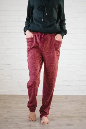 Cozy Joggers with Side Pockets in Ruby