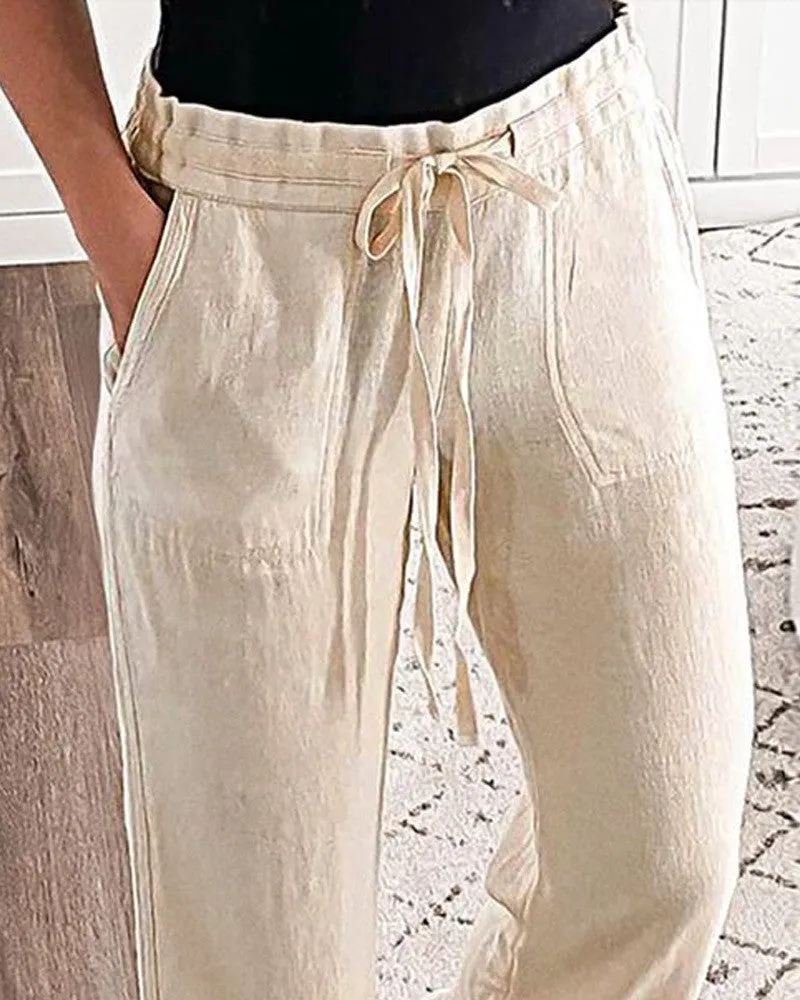 Drawstring Pocket Design Casual Pants