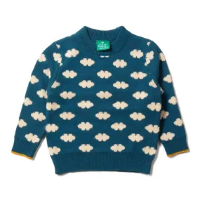 From One To Another Teal Cloud Snuggly Knitted Sweater