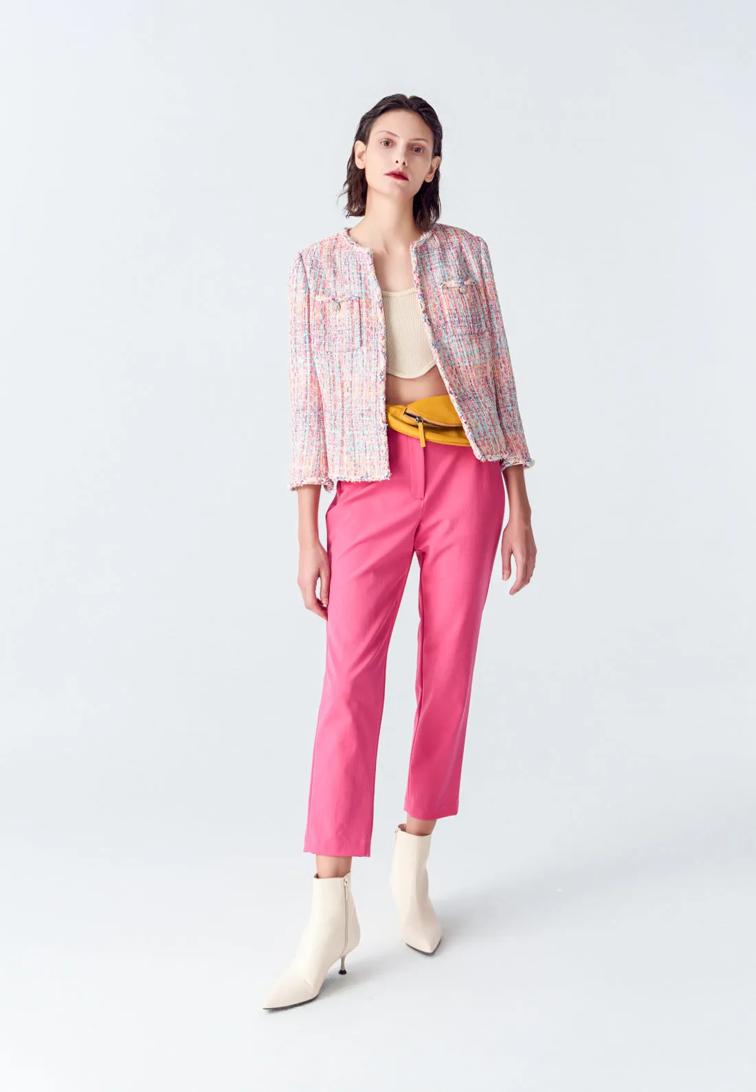 Fuchsia Straight-leg Crepe Pants