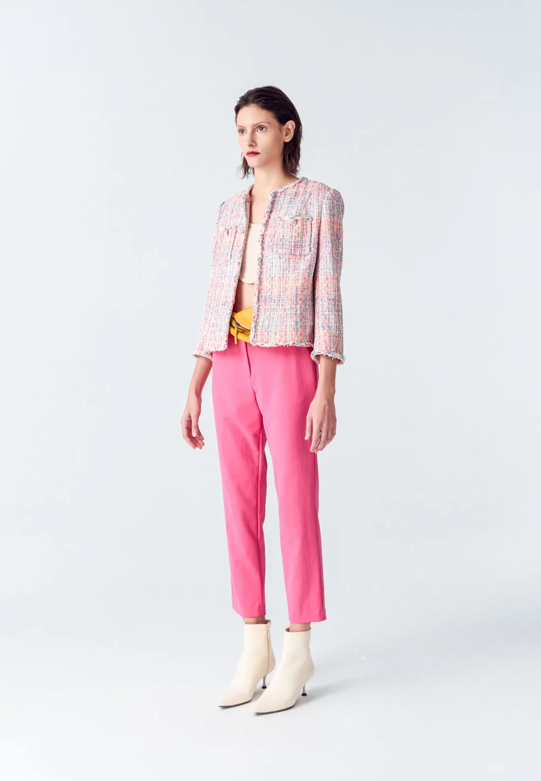 Fuchsia Straight-leg Crepe Pants