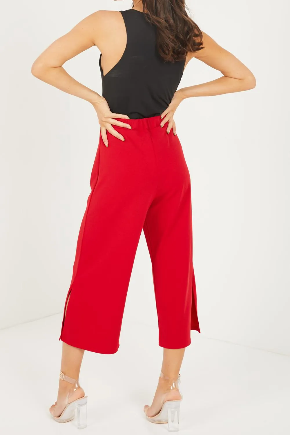 High Rise Split Hem Culotte Trouser