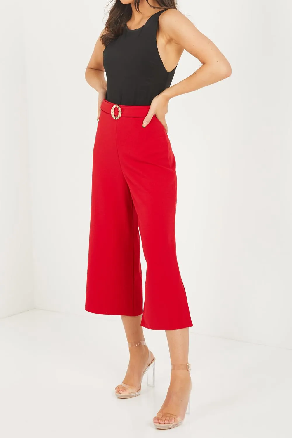 High Rise Split Hem Culotte Trouser