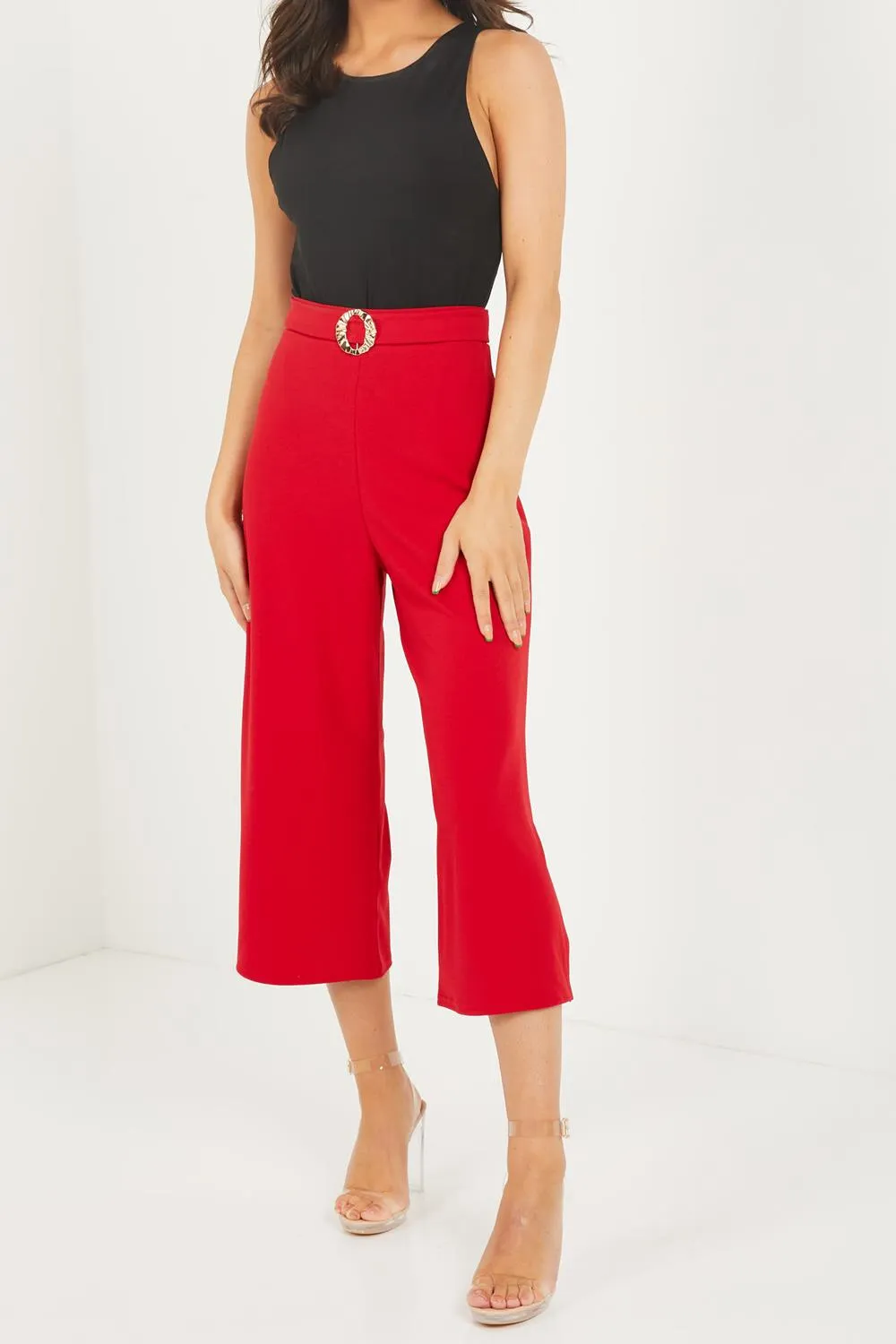 High Rise Split Hem Culotte Trouser