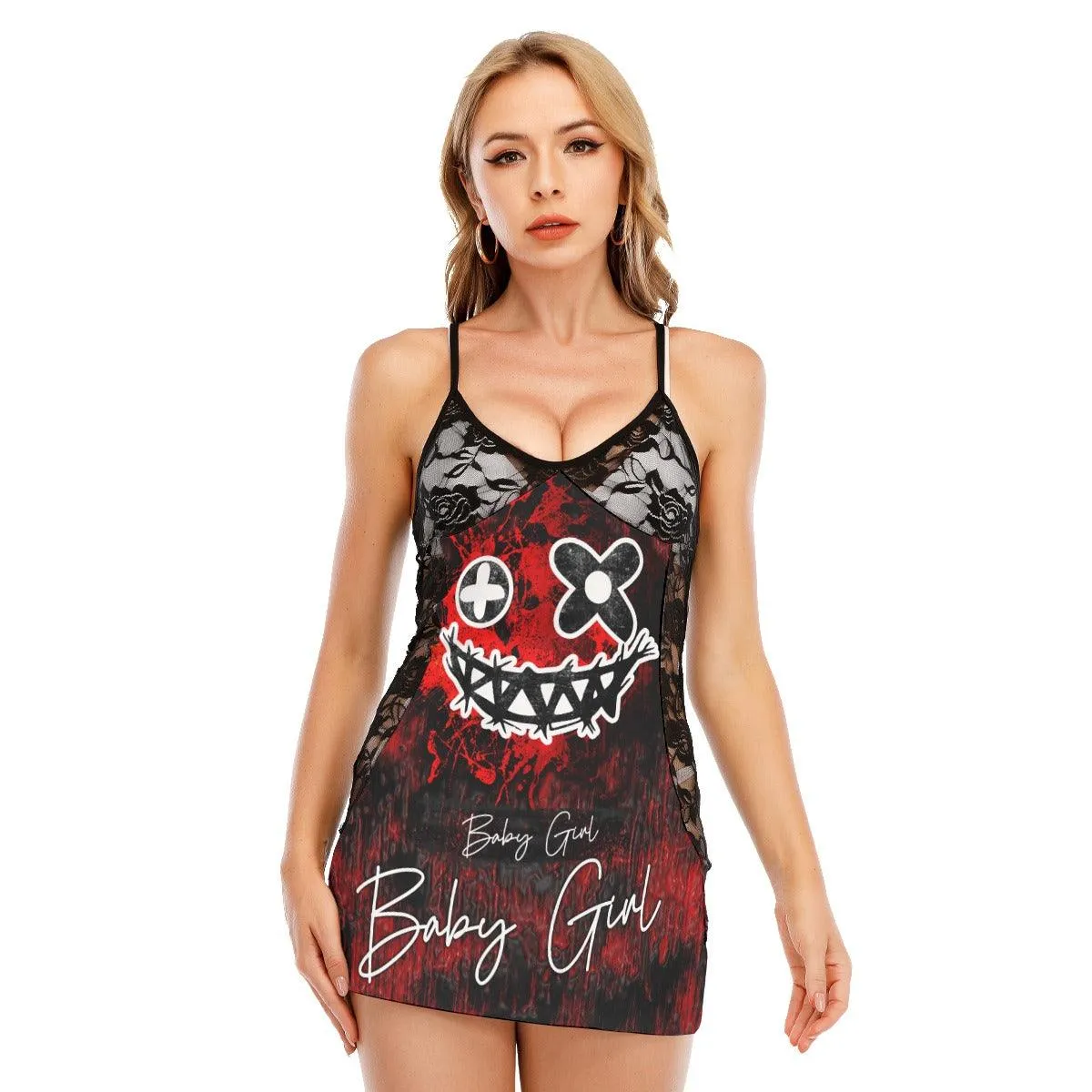 Horror Red Nightmare Black Lace Sleepwears Babydol Dresses