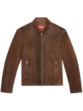 L-Crombe Zip-Up Leather Jacket