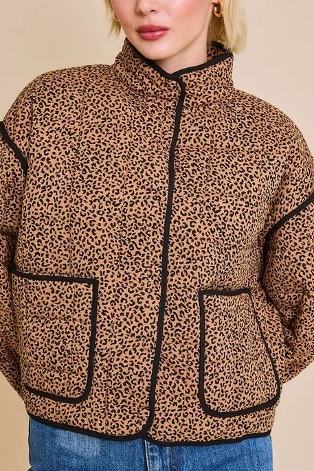 Leopard Collared Quilt Jacket