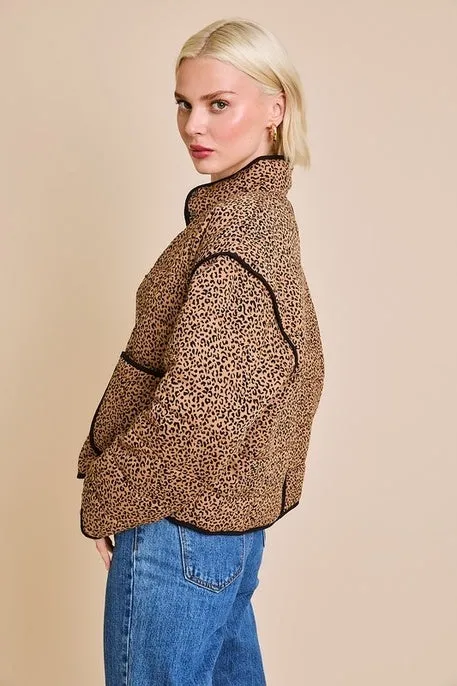 Leopard Collared Quilt Jacket