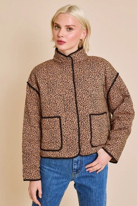 Leopard Collared Quilt Jacket