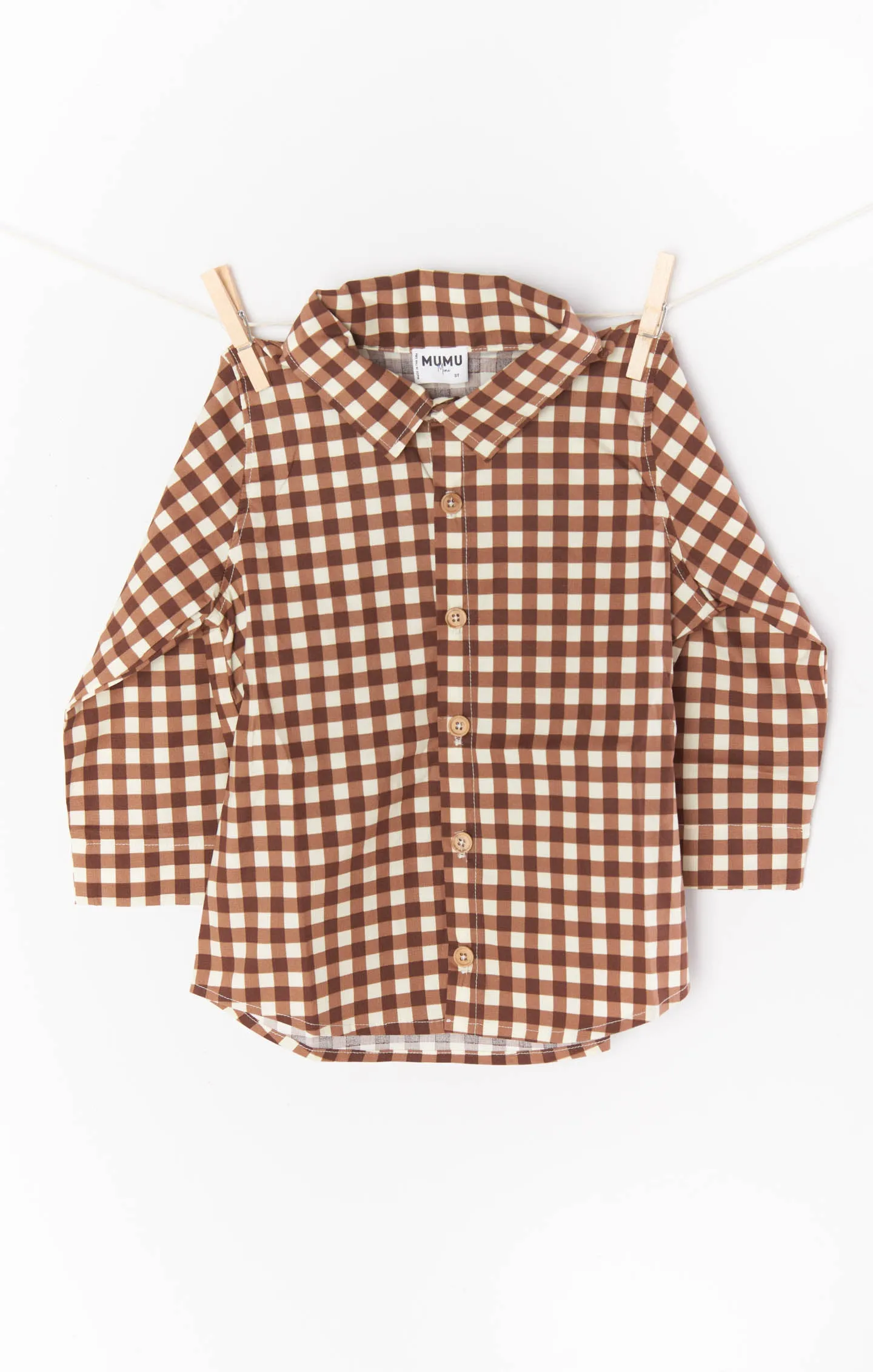 Lil Easy Shirt ~ Brown Gingham