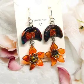 Orange Bohemian Bloom Lunar Bloom Earrings