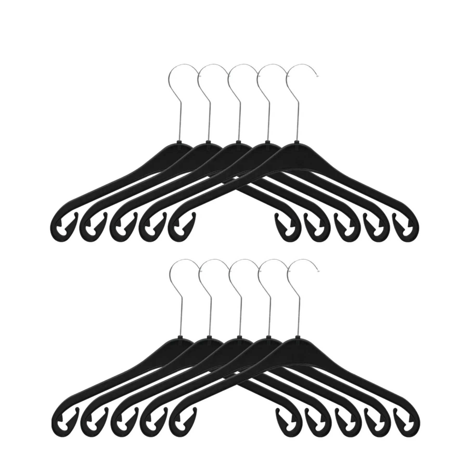 (Set of 10) Universal coat hanger Wardrobe organizer - Black