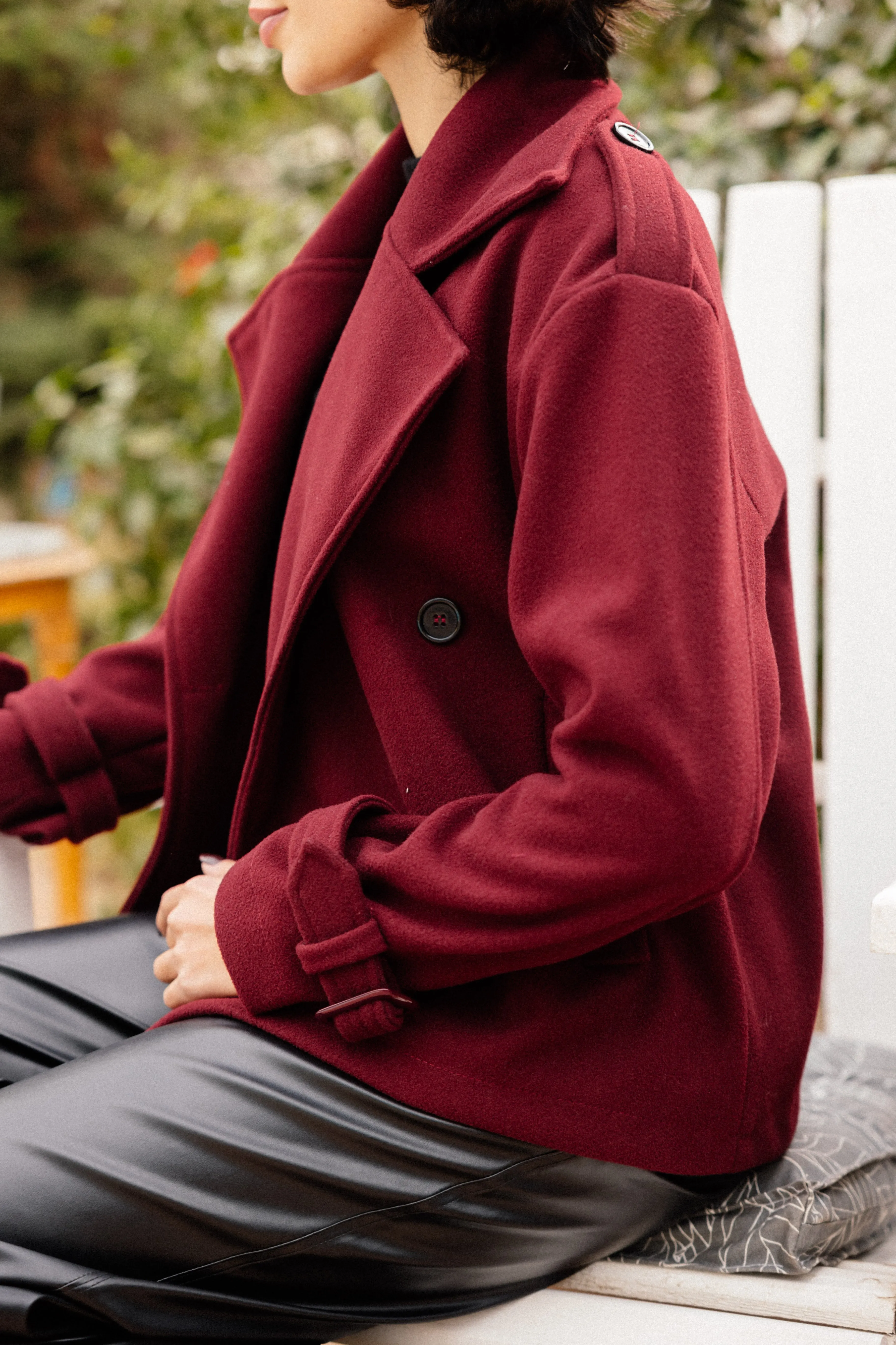 SHORT SOFT TRENCH COAT BURGUNDY