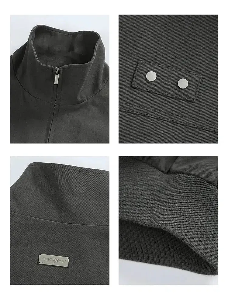 Stylish High-Neck Zipper Jacket