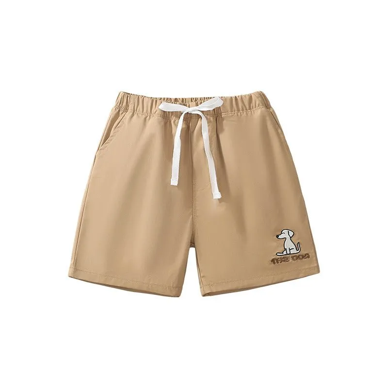 Toddler/Kid Boy's Cutie Dog Design Khaki Shorts