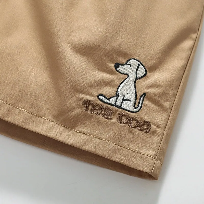 Toddler/Kid Boy's Cutie Dog Design Khaki Shorts