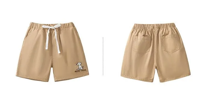 Toddler/Kid Boy's Cutie Dog Design Khaki Shorts