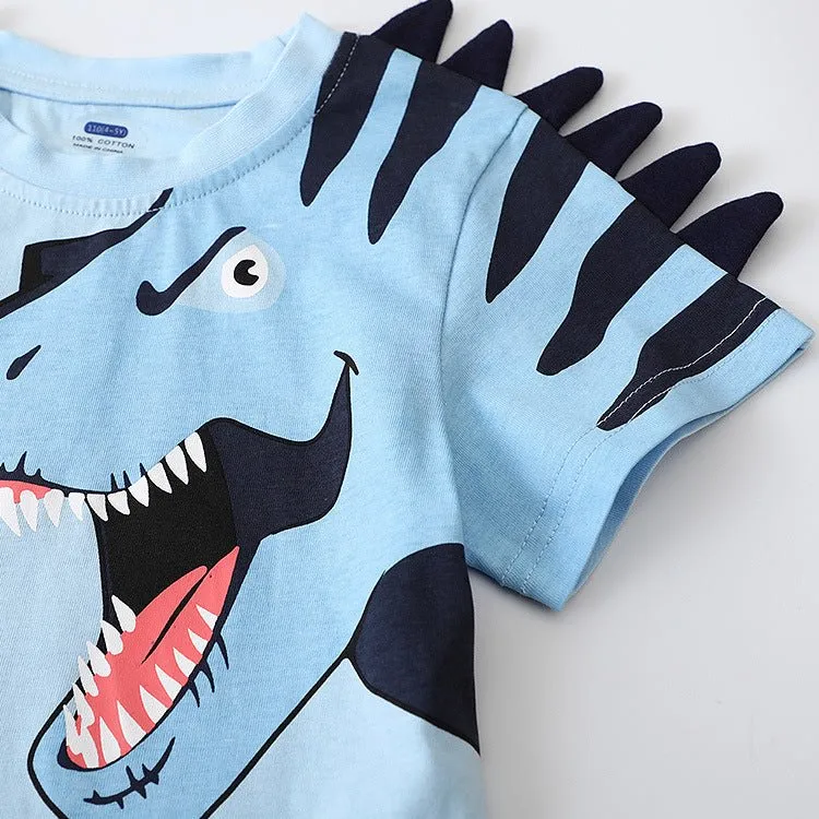 Toddler/Kid Boy's Short Sleeve Dinosaur Print Design T-shirt with Shorts