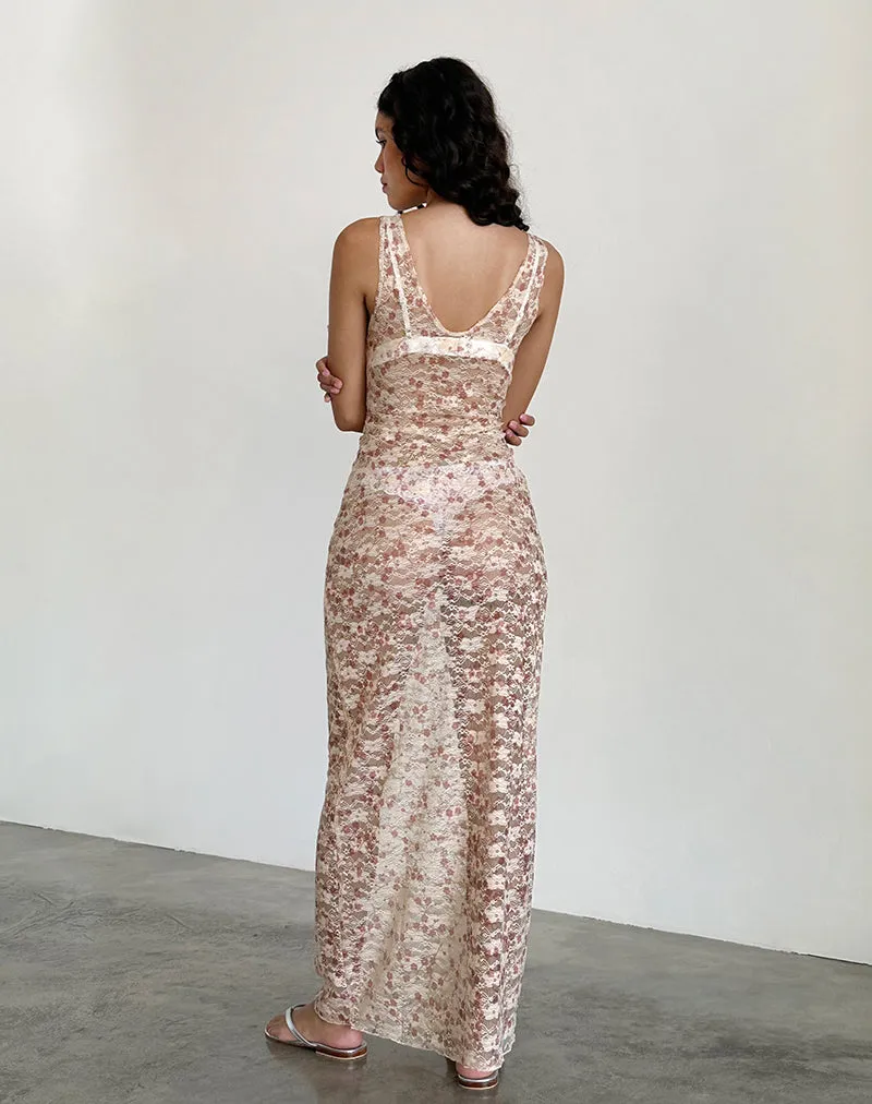 Valtheni Maxi Dress in Chic Petal Pink Lace