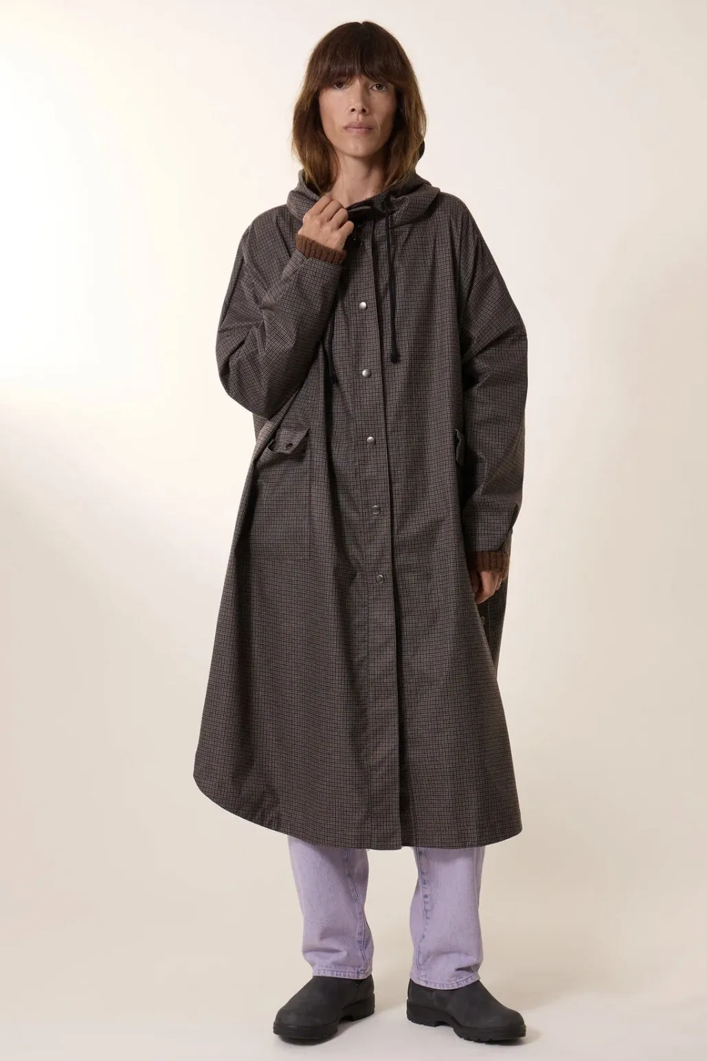 Vannah Check Poncho Raincoat