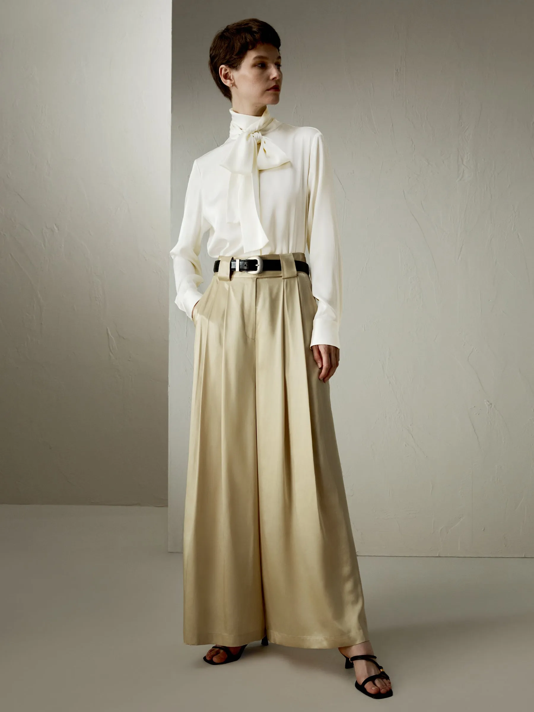 Watershine Silk Wide-Leg Pant