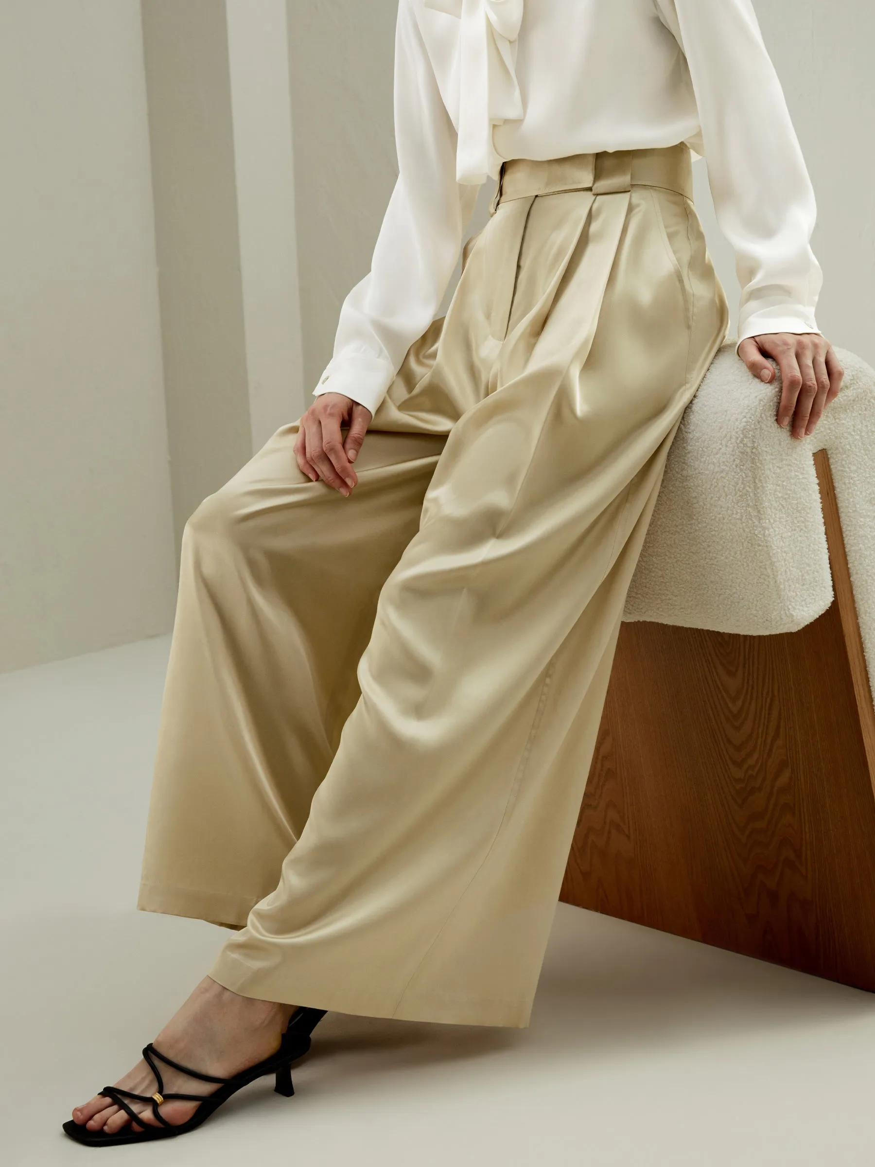 Watershine Silk Wide-Leg Pant