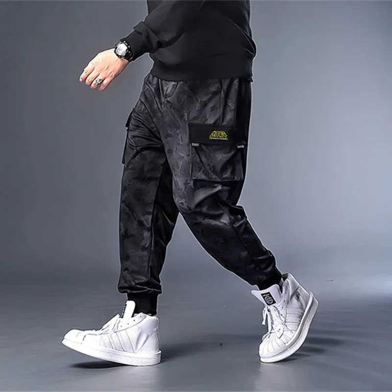 Wiaofellas   -  Plus Size 7XL Mens Autumn Winter Camouflage Casual Jogger Camo Sportwear Baggy Harem Pants Slacks Belted Trousers Sweatpants