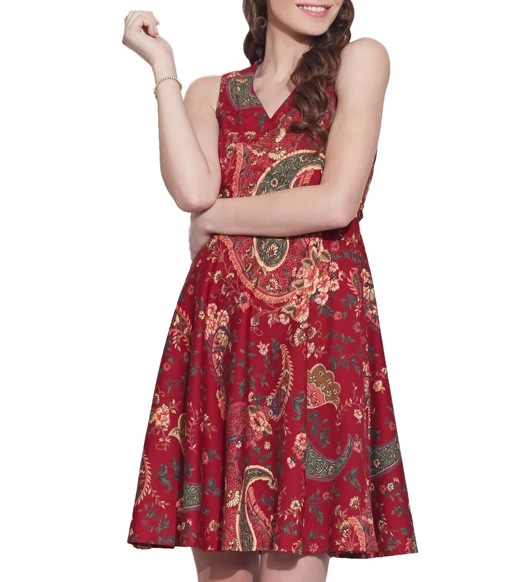 Women's Apparel Cotton Printed Dress,Machine Washable,W-CPD32-1610, Size-32 Inch